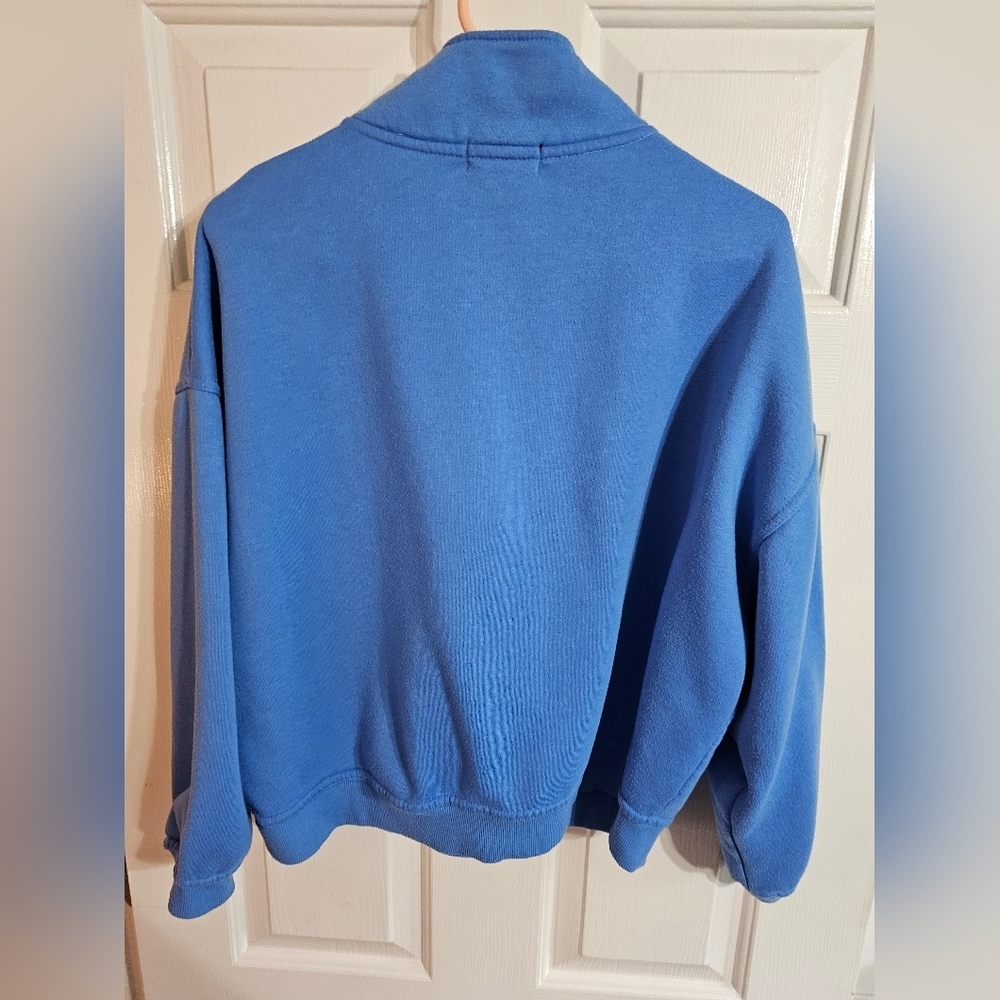 Vinyl Icons Blue Malibu California Quarter Zip Pullover Sweatshirt M Preppy Cozy - Picture 3 of 8